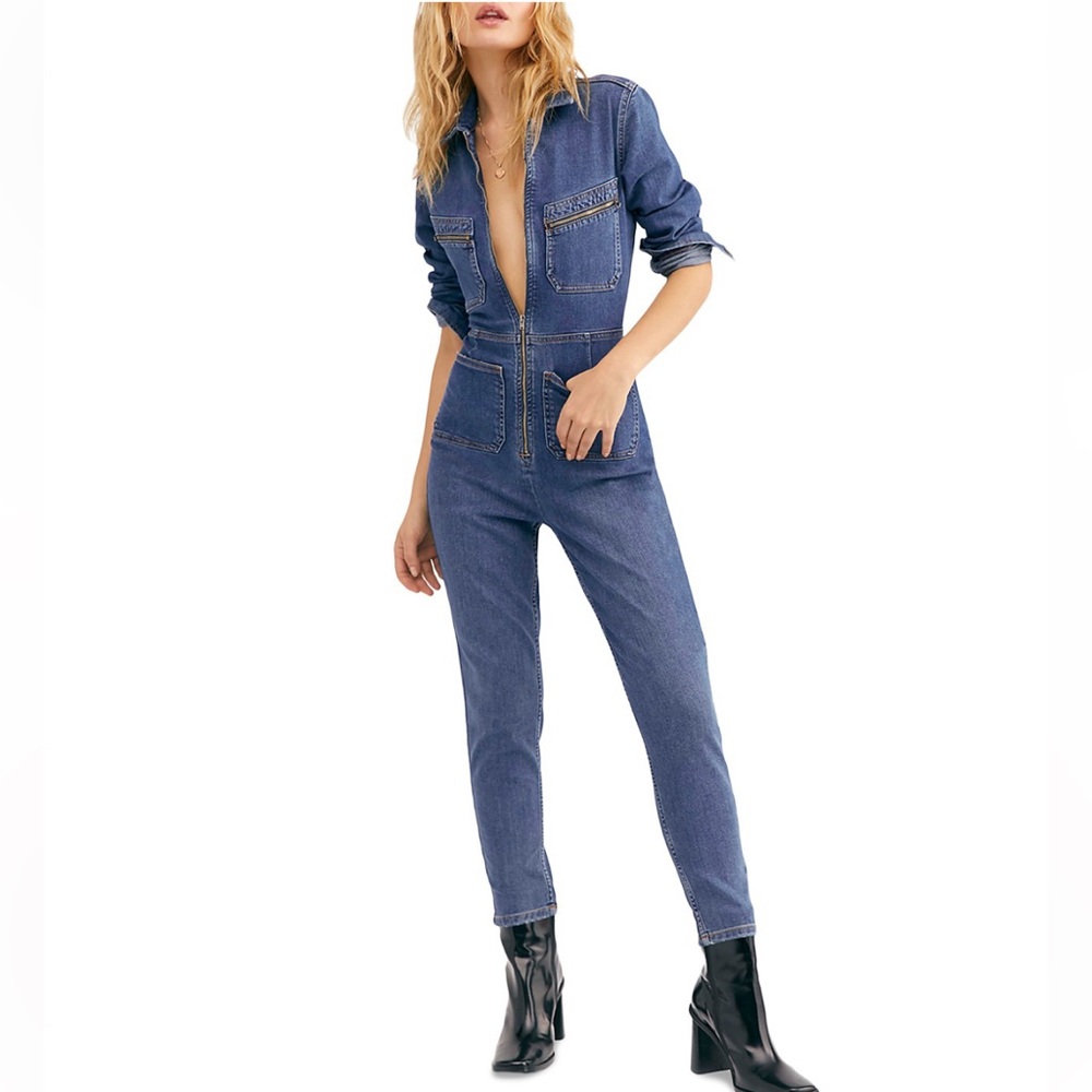 EUC Lennox Denim Jumpsuit Free People Rider Blue